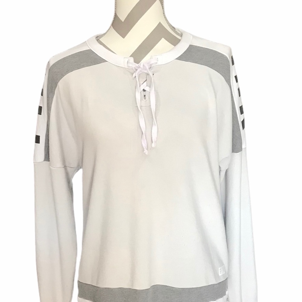 Victoria’s Secret’s PINK Gray/White Long Sleeved L